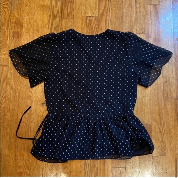 Madewell Flutter Sleeve Peplum Dotted Top - Picture 5 of 6